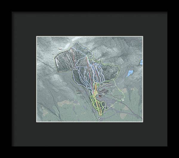 Saddle back Ski Trail Map - Framed Print - Powderaddicts