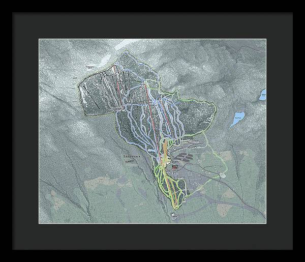 Saddle back Ski Trail Map - Framed Print - Powderaddicts