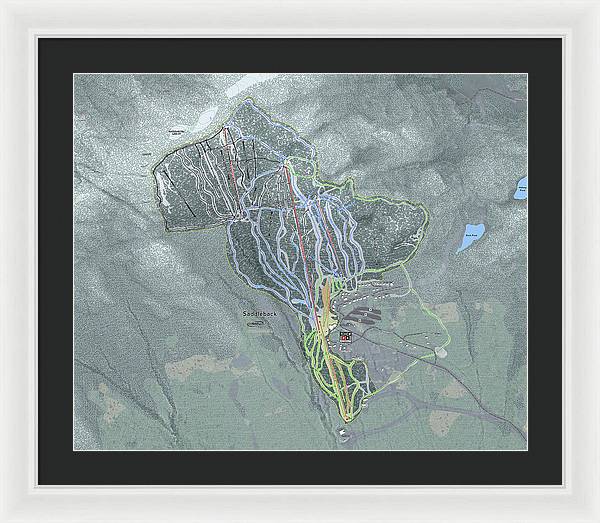Saddle back Ski Trail Map - Framed Print - Powderaddicts