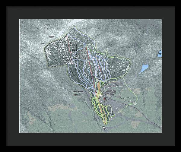 Saddle back Ski Trail Map - Framed Print - Powderaddicts