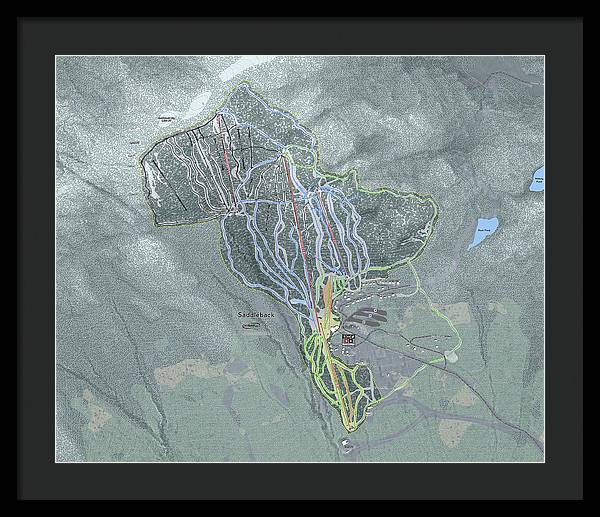 Saddle back Ski Trail Map - Framed Print - Powderaddicts