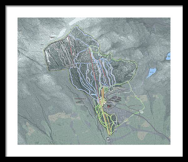 Saddle back Ski Trail Map - Framed Print - Powderaddicts
