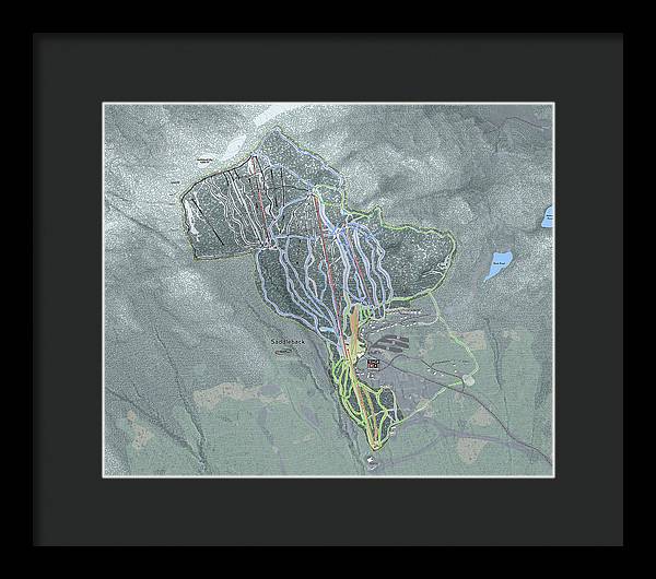 Saddle back Ski Trail Map - Framed Print - Powderaddicts