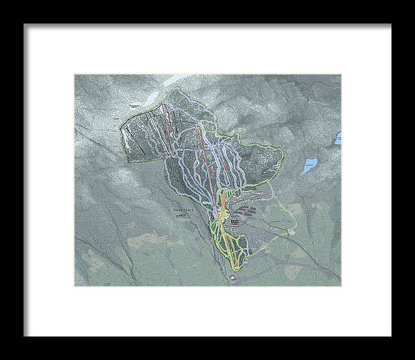 Saddle back Ski Trail Map - Framed Print - Powderaddicts