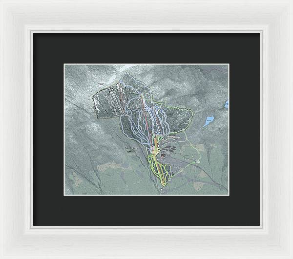 Saddle back Ski Trail Map - Framed Print - Powderaddicts