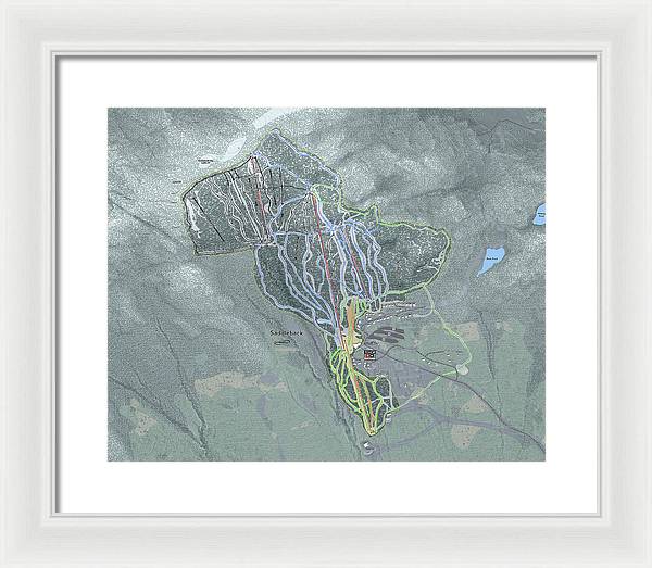 Saddle back Ski Trail Map - Framed Print - Powderaddicts