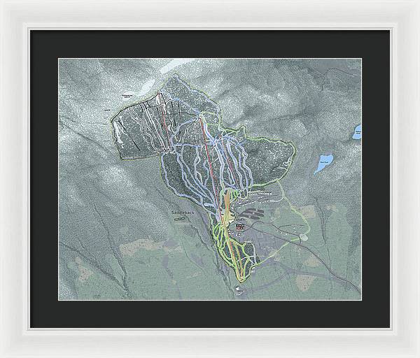 Saddle back Ski Trail Map - Framed Print - Powderaddicts