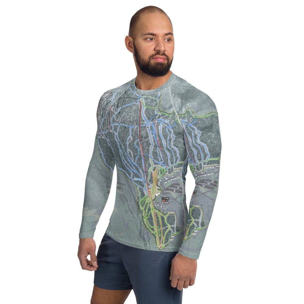 Saddleback, Maine Ski Trail Map Men's Base Layer Top - Powderaddicts