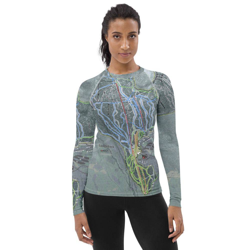 Saddleback, Maine Ski Trail Map Women's Base Layer Top - Powderaddicts