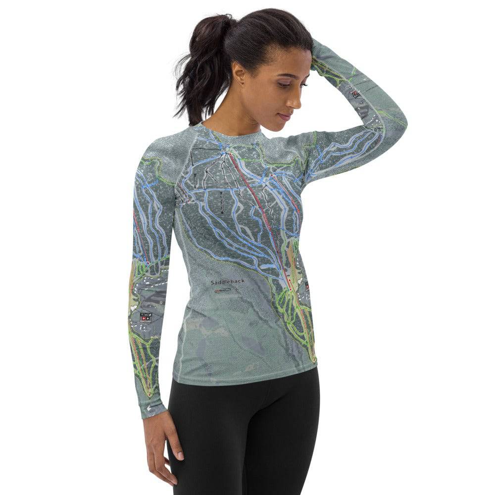 Saddleback, Maine Ski Trail Map Women's Base Layer Top - Powderaddicts