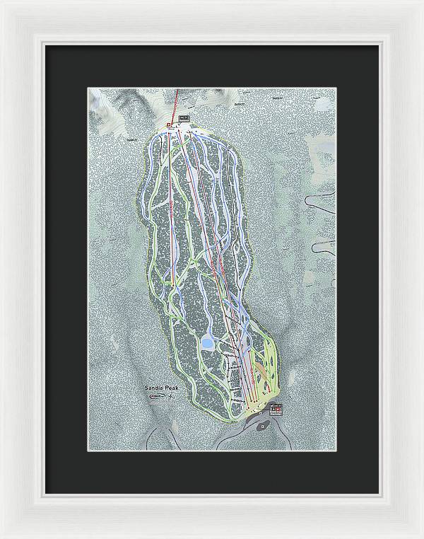 Sandia Peak Ski Trail Map - Framed Print - Powderaddicts