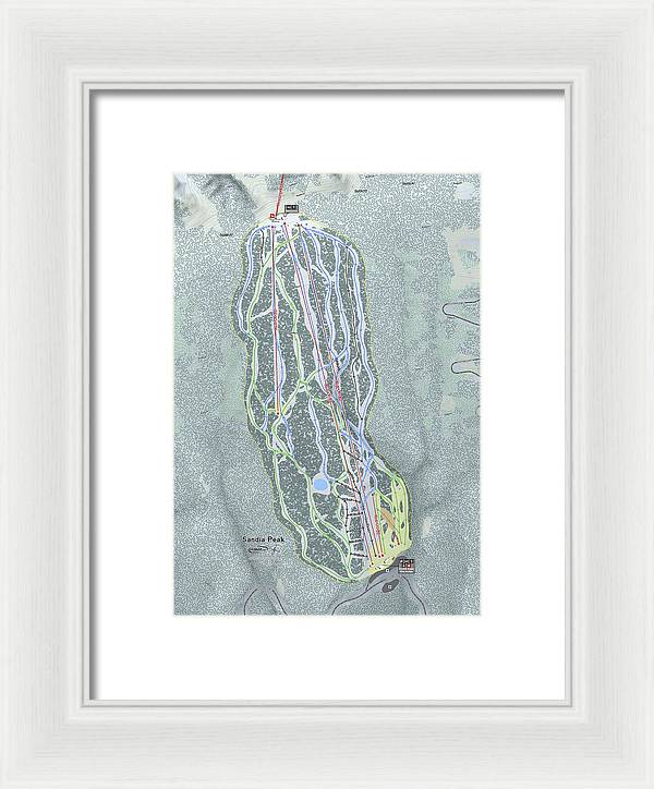 Sandia Peak Ski Trail Map - Framed Print - Powderaddicts