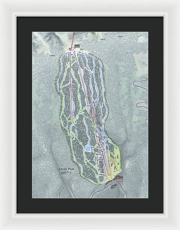 Sandia Peak Ski Trail Map - Framed Print - Powderaddicts
