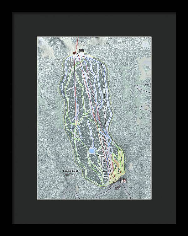 Sandia Peak Ski Trail Map - Framed Print - Powderaddicts