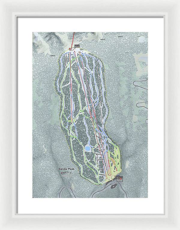Sandia Peak Ski Trail Map - Framed Print - Powderaddicts