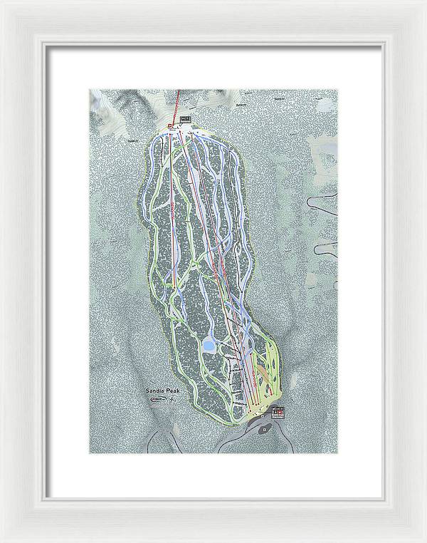 Sandia Peak Ski Trail Map - Framed Print - Powderaddicts