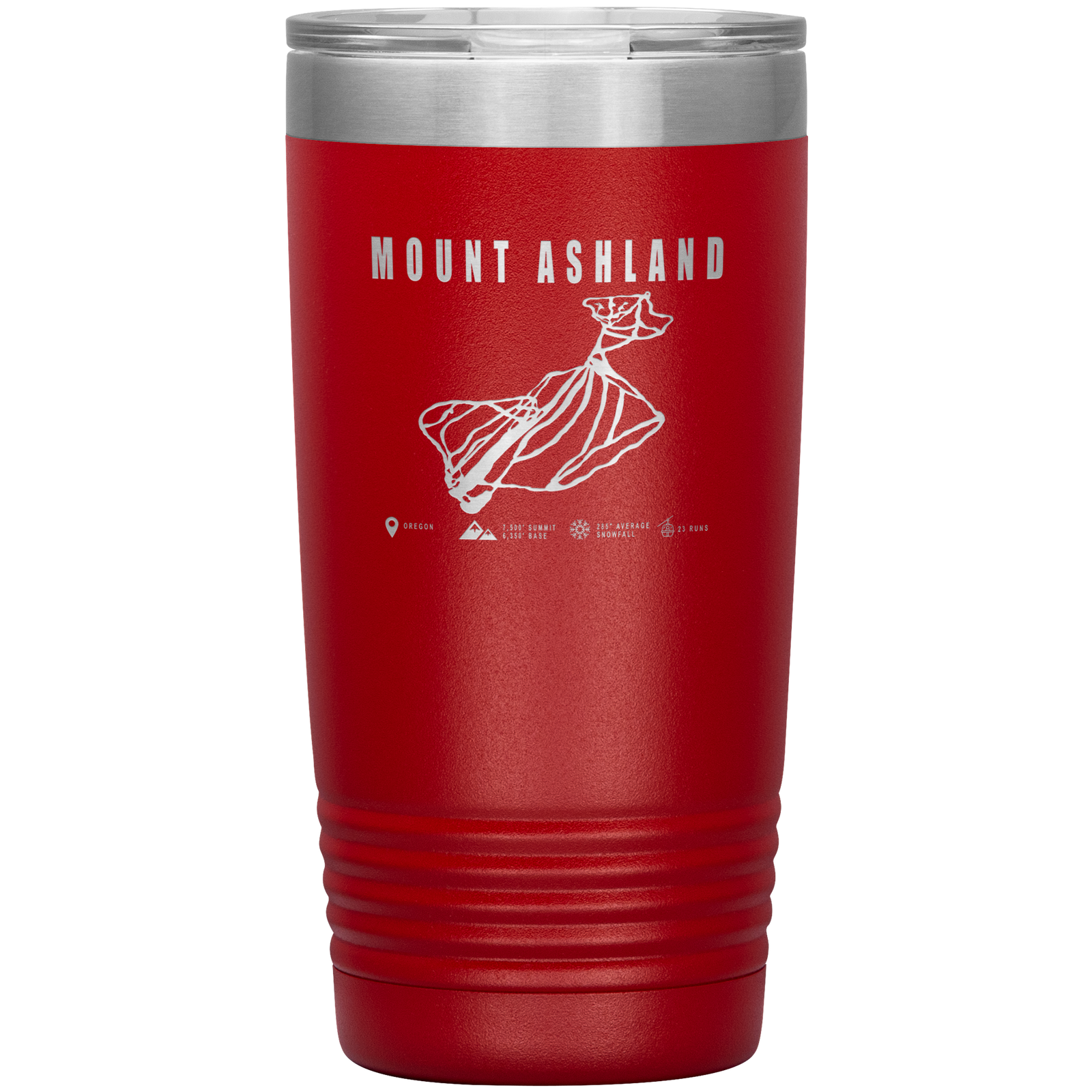 Mount Ashland, Oregon Ski Trail Map 20oz Tumbler - Powderaddicts