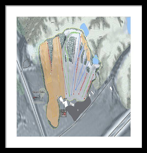 Seven Oaks Ski Trail Map - Framed Print - Powderaddicts