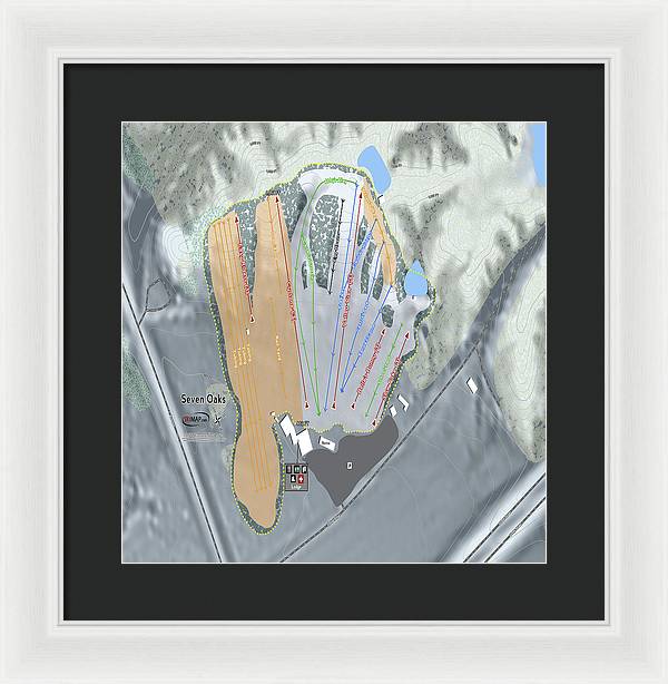 Seven Oaks Ski Trail Map - Framed Print - Powderaddicts