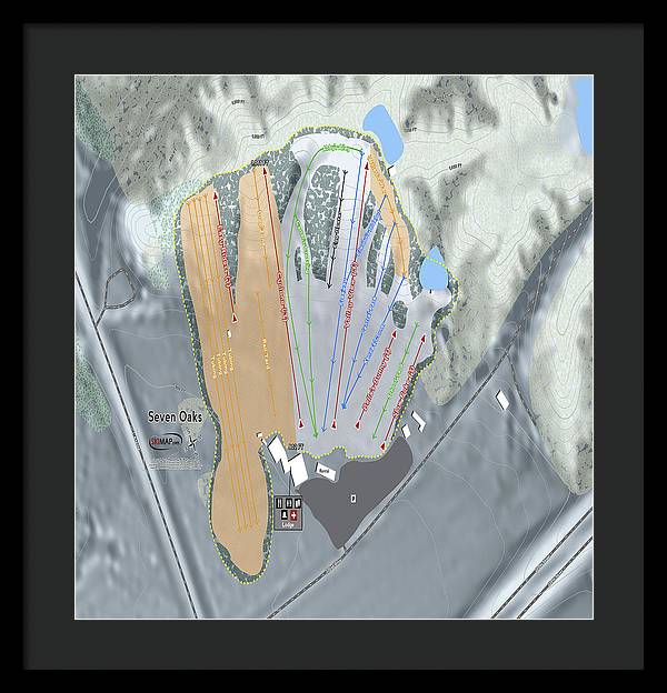 Seven Oaks Ski Trail Map - Framed Print - Powderaddicts