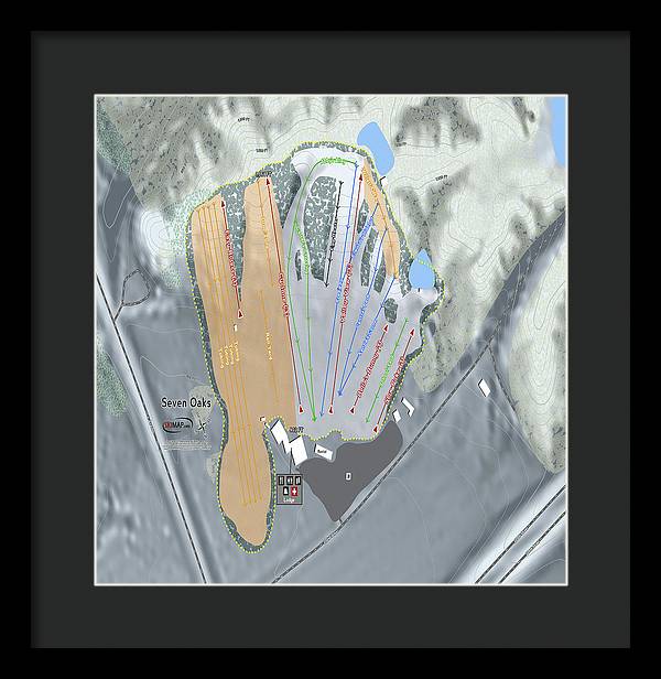 Seven Oaks Ski Trail Map - Framed Print - Powderaddicts