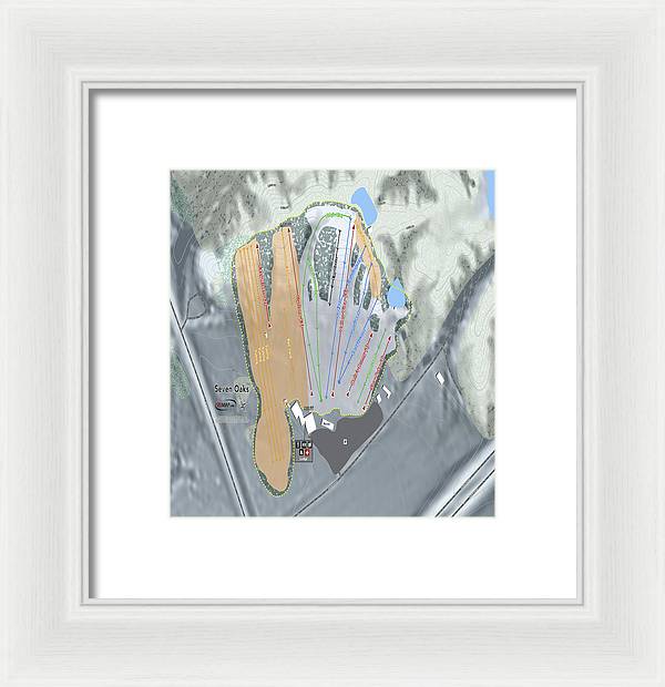 Seven Oaks Ski Trail Map - Framed Print - Powderaddicts