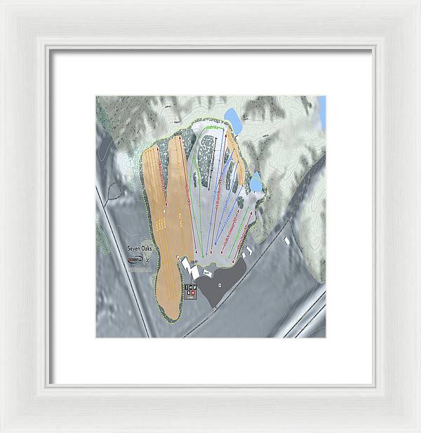 Seven Oaks Ski Trail Map - Framed Print - Powderaddicts