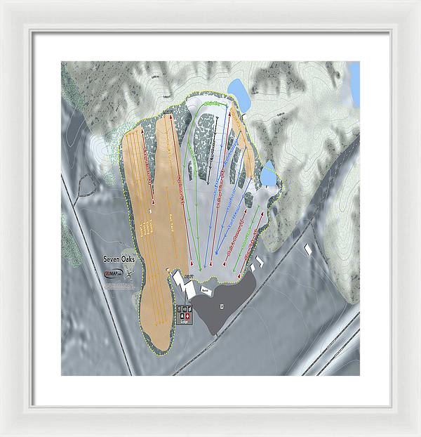 Seven Oaks Ski Trail Map - Framed Print - Powderaddicts