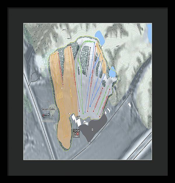 Seven Oaks Ski Trail Map - Framed Print - Powderaddicts