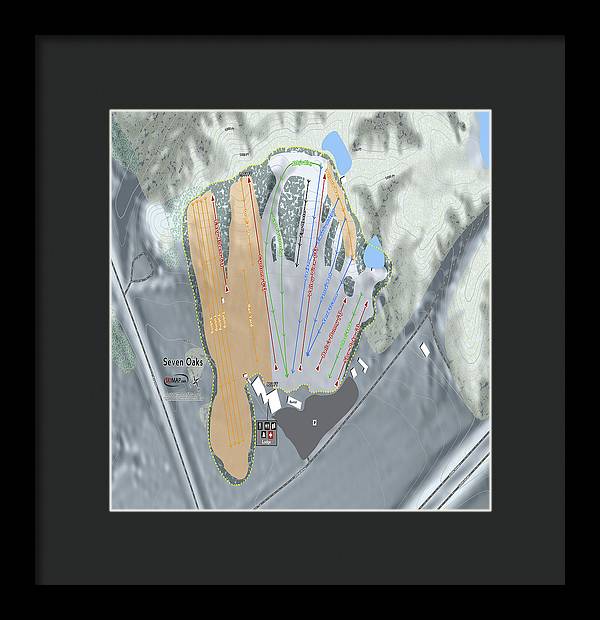 Seven Oaks Ski Trail Map - Framed Print - Powderaddicts