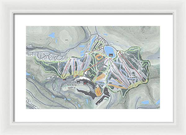 Seven Springs Ski Resort Map - Framed Print