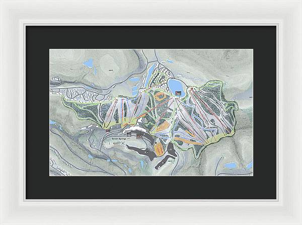 Seven Springs Ski Resort Map - Framed Print