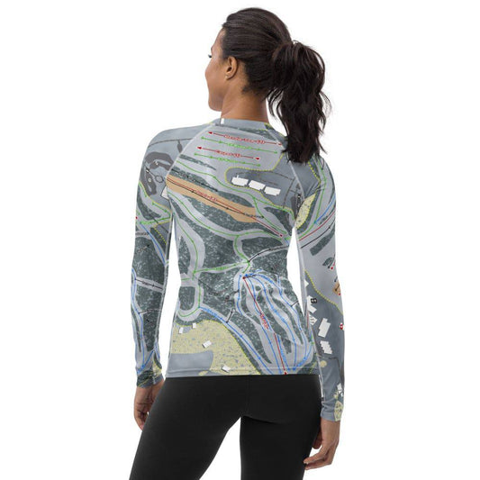Shanty Creek Schuss Mountain, Michigan Ski Trail Map Women's Base Layer Top - Powderaddicts