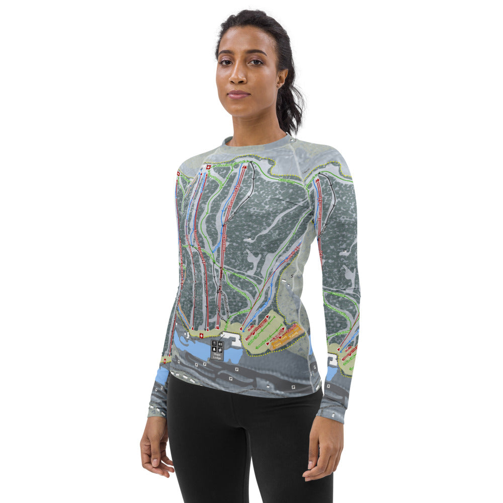 Shawnee Mountain, Pennsylvania Ski Trail Map Women's Base Layer Top - Powderaddicts