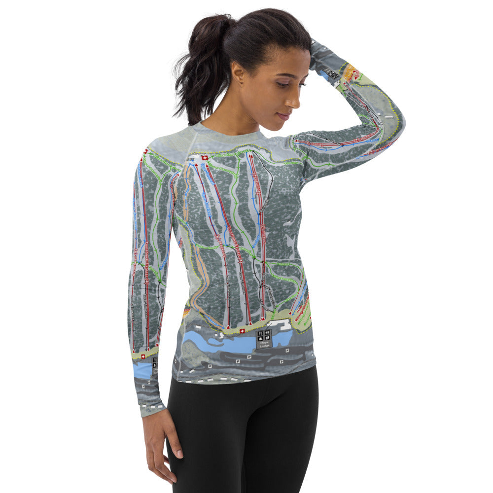Shawnee Mountain, Pennsylvania Ski Trail Map Women's Base Layer Top - Powderaddicts