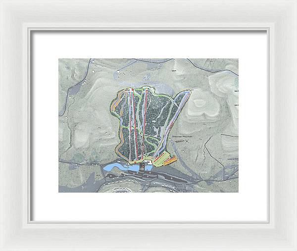 Shawnee Mountain Ski Trail Map - Framed Print - Powderaddicts