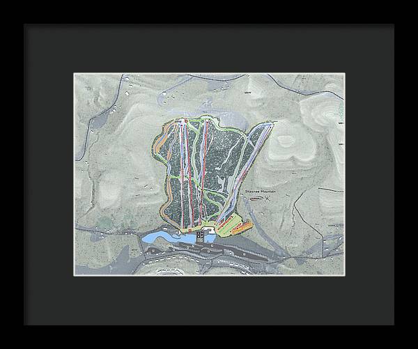 Shawnee Mountain Ski Trail Map - Framed Print - Powderaddicts