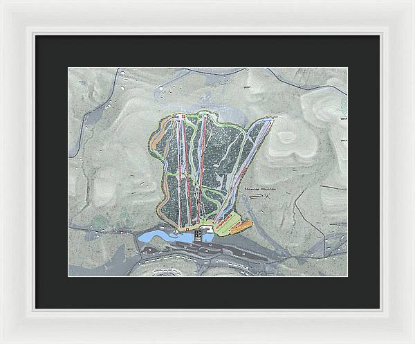 Shawnee Mountain Ski Trail Map - Framed Print - Powderaddicts