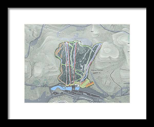 Shawnee Mountain Ski Trail Map - Framed Print - Powderaddicts