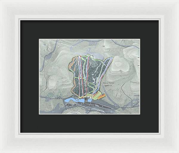 Shawnee Mountain Ski Trail Map - Framed Print - Powderaddicts