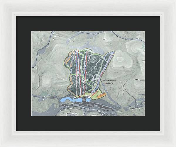 Shawnee Mountain Ski Trail Map - Framed Print - Powderaddicts
