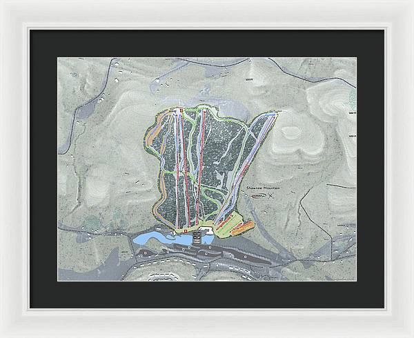 Shawnee Mountain Ski Trail Map - Framed Print - Powderaddicts