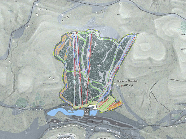 Shawnee Mountain Ski Trail Map - Art Print - Powderaddicts
