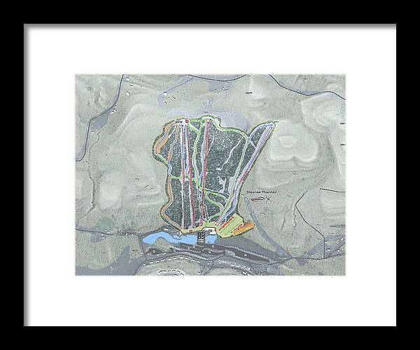 Shawnee Mountain Ski Trail Map - Framed Print - Powderaddicts
