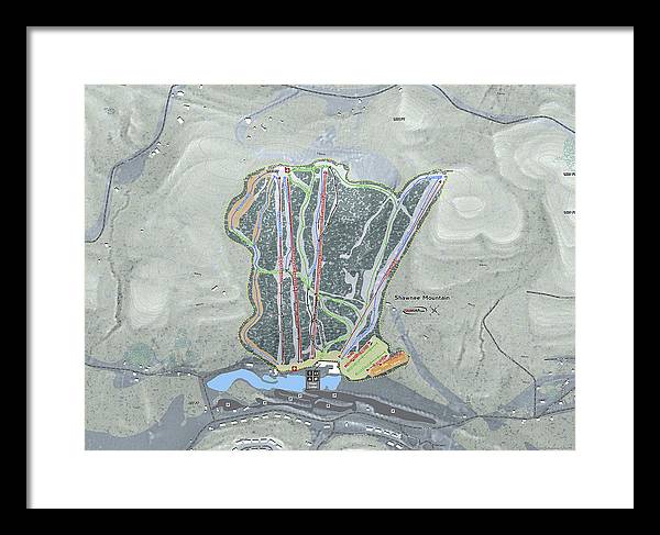 Shawnee Mountain Ski Trail Map - Framed Print - Powderaddicts