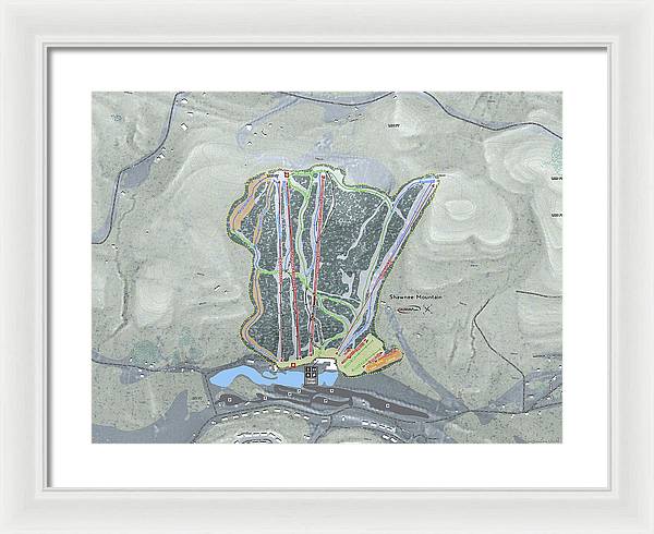 Shawnee Mountain Ski Trail Map - Framed Print - Powderaddicts