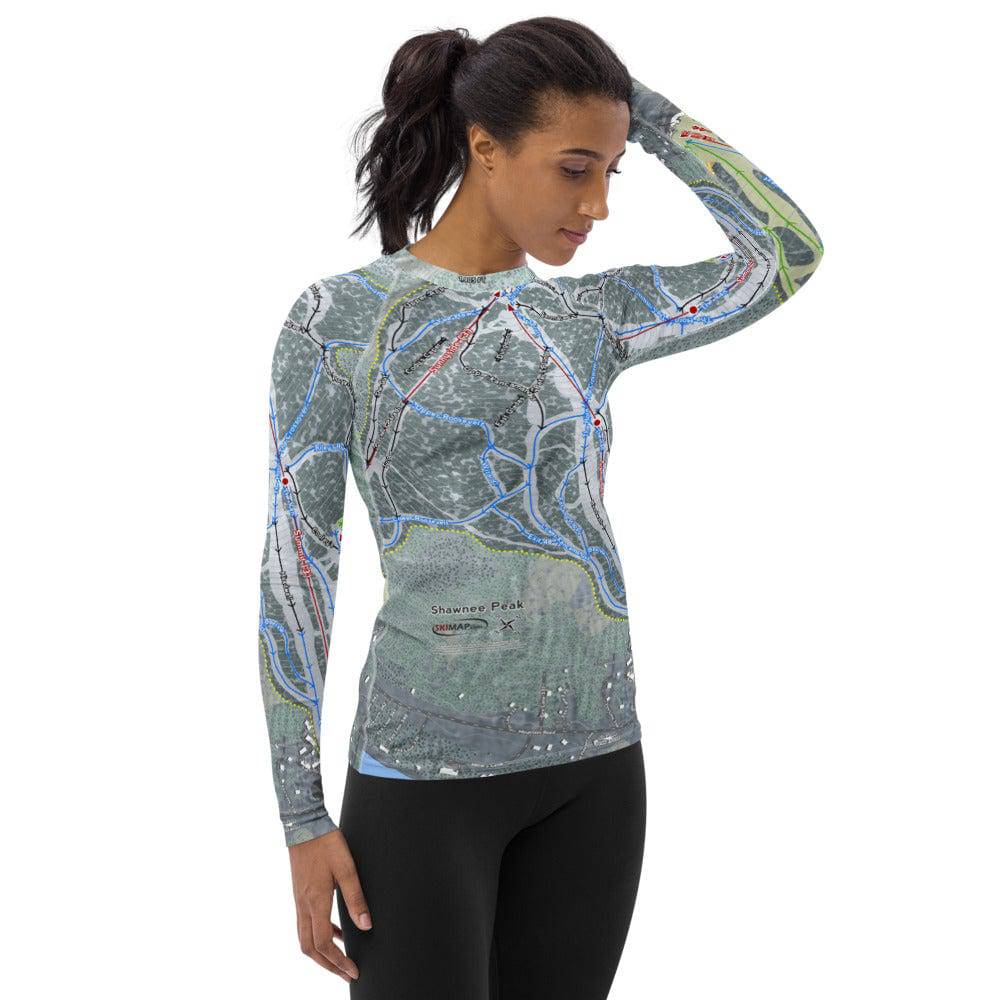 Shawnee Peak, Maine Ski Trail Map Women's Base Layer Top - Powderaddicts