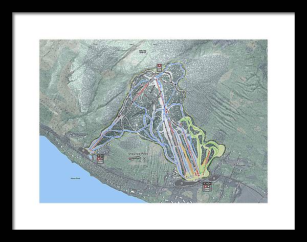 Shawnee Peak Ski Trail Map - Framed Print - Powderaddicts