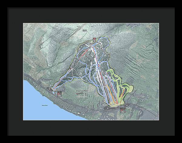 Shawnee Peak Ski Trail Map - Framed Print - Powderaddicts