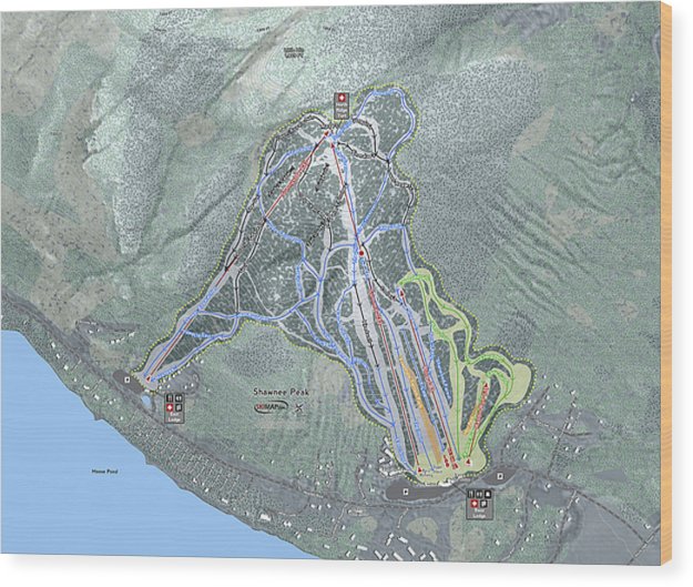 Shawnee Peak Ski Trail Map - Wood Print - Powderaddicts